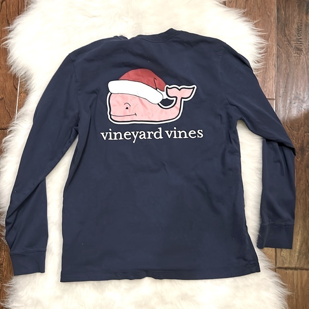 Vineyard Vines pink whale Christmas Santa hat long sleeve‎ shirt medium